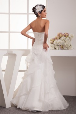Satin Lace Organza Sweetheart Sleeveless Wedding Dresses 2030851