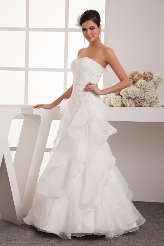 Satin Lace Organza Sweetheart Sleeveless Wedding Dresses 2030851 Satin Lace Organza Sweetheart Sleeveless Wedding Dresses 2030851