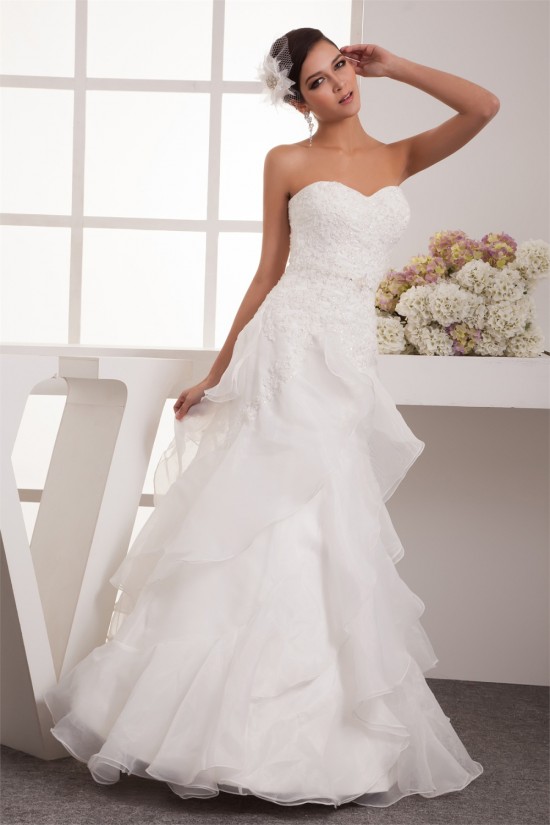 Satin Lace Organza Sweetheart Sleeveless Wedding Dresses 2030851 Satin Lace Organza Sweetheart Sleeveless Wedding Dresses 2030851