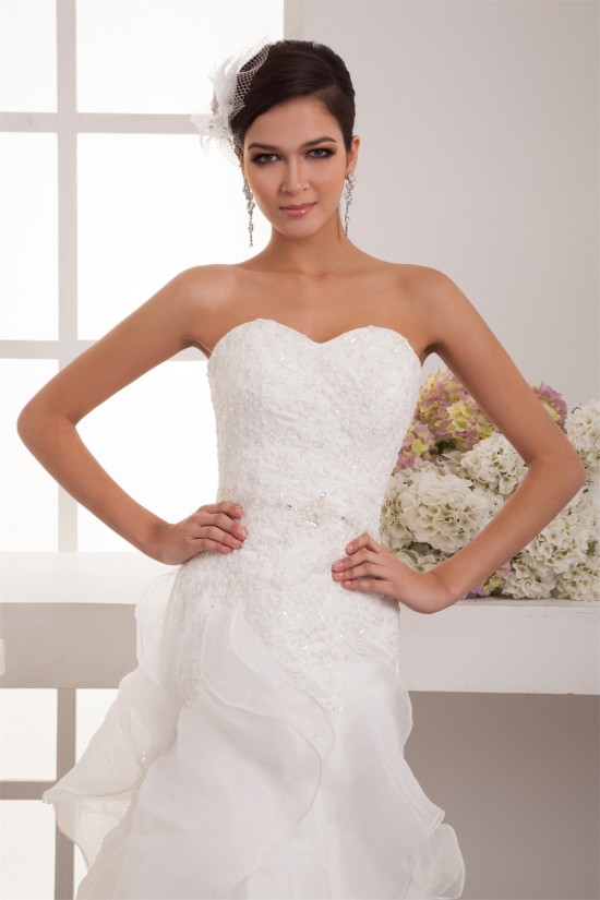 Satin Lace Organza Sweetheart Sleeveless Wedding Dresses 2030851 Satin Lace Organza Sweetheart Sleeveless Wedding Dresses 2030851