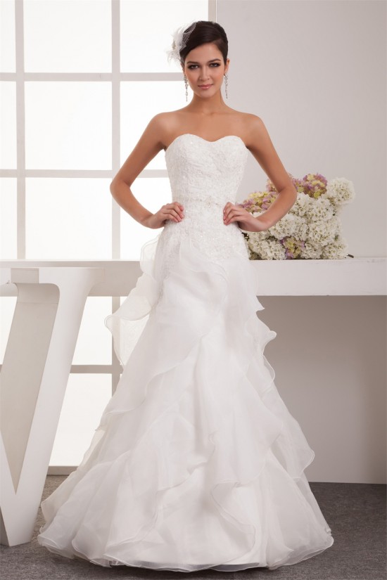 Satin Lace Organza Sweetheart Sleeveless Wedding Dresses 2030851 Satin Lace Organza Sweetheart Sleeveless Wedding Dresses 2030851