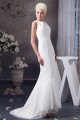 Satin Lace Portrait Mermaid/Trumpet Sleeveless Wedding Dresses 2030852