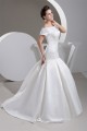 Satin Square Sleeveless A-Line Beaded Off-the-Shoulder Wedding Dresses 2030853