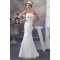 Satin Lace Strapless Mermaid/Trumpet Sleeveless Wedding Dresses 2030854