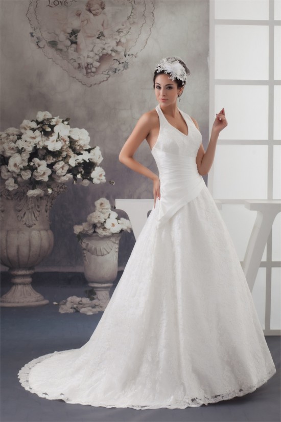 Satin Lace Taffeta Halter Sleeveless A-Line Best Wedding Dresses 2030855 Satin Lace Taffeta Halter Sleeveless A-Line Best Wedding Dresses 2030855