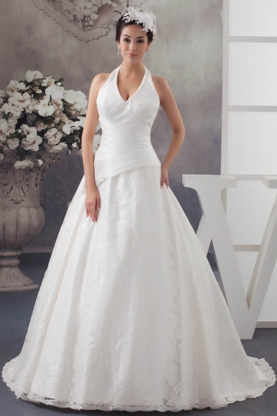 Satin Lace Taffeta Halter Sleeveless A-Line Best Wedding Dresses 2030855 Satin Lace Taffeta Halter Sleeveless A-Line Best Wedding Dresses 2030855
