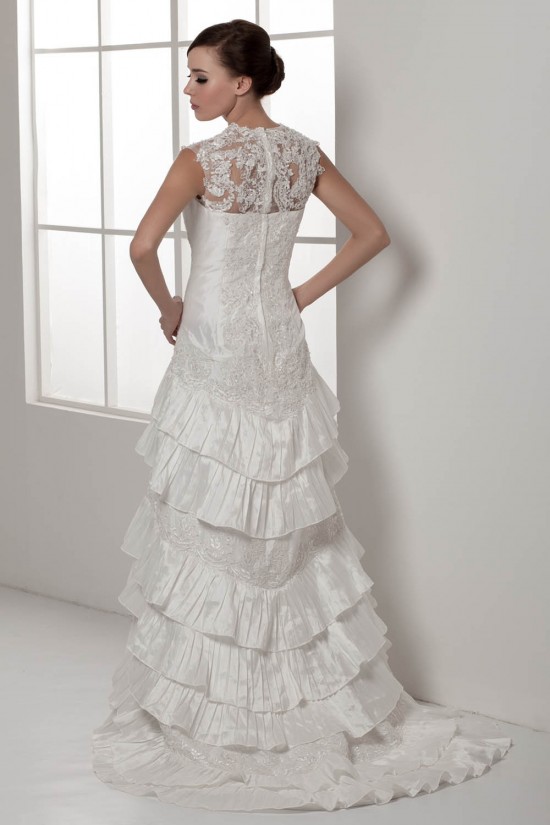Satin Lace Taffeta Sleeveless A-Line V-Neck New Arrival Wedding Dresses 2030856 Satin Lace Taffeta Sleeveless A-Line V-Neck New Arrival Wedding Dresses 2030856