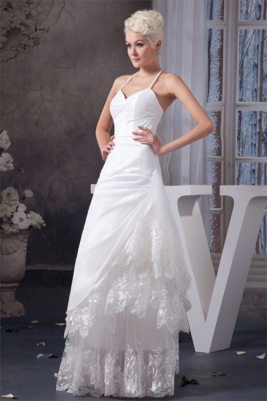 Satin Lace Taffeta Halter Sleeveless Wedding Dresses 2030857 Satin Lace Taffeta Halter Sleeveless Wedding Dresses 2030857