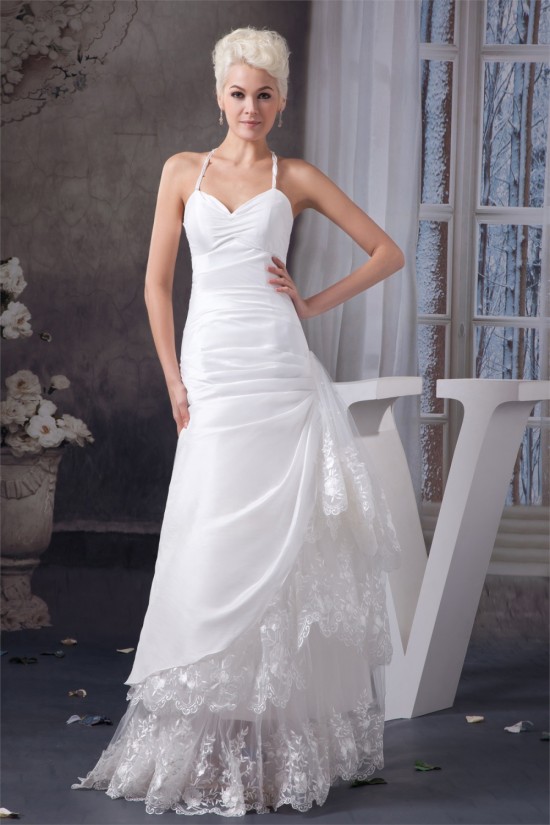 Satin Lace Taffeta Halter Sleeveless Wedding Dresses 2030857 Satin Lace Taffeta Halter Sleeveless Wedding Dresses 2030857