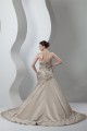 A-Line Satin Sleeveless Strapless Lace Wedding Dresses 2030859