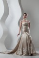 A-Line Satin Sleeveless Strapless Lace Wedding Dresses 2030859