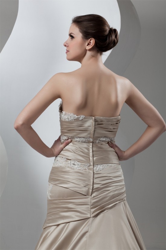 A-Line Satin Sleeveless Strapless Lace Wedding Dresses 2030859 A-Line Satin Sleeveless Strapless Lace Wedding Dresses 2030859