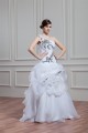 Satin Organza Ball Gown Sleeveless One-Shoulder Wedding Dresses 2030861