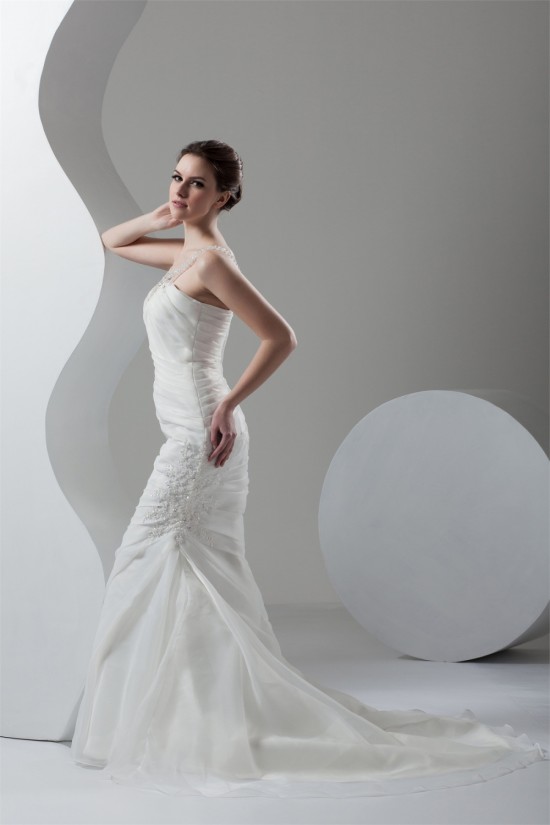 Satin Organza Scoop Sleeveless Mermaid/Trumpet Beaded Wedding Dresses 2030865 Satin Organza Scoop Sleeveless Mermaid/Trumpet Beaded Wedding Dresses 2030865