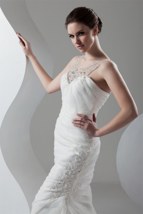 Satin Organza Scoop Sleeveless Mermaid/Trumpet Beaded Wedding Dresses 2030865 Satin Organza Scoop Sleeveless Mermaid/Trumpet Beaded Wedding Dresses 2030865