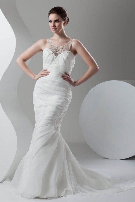 Satin Organza Scoop Sleeveless Mermaid/Trumpet Beaded Wedding Dresses 2030865 Satin Organza Scoop Sleeveless Mermaid/Trumpet Beaded Wedding Dresses 2030865