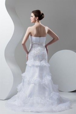 Satin Organza Soft Sweetheart Mermaid/Trumpet Beading Wedding Dresses 2030867