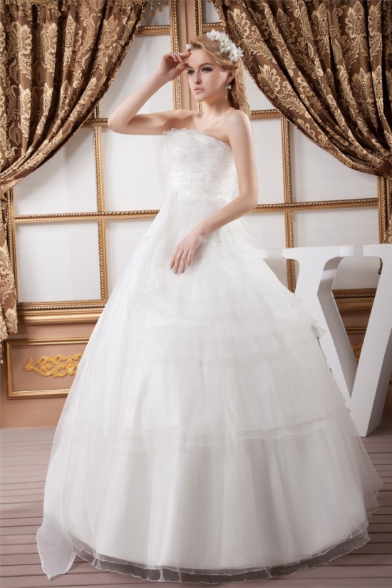 Ball Gown Satin Organza Strapless Sleeveless Princess Floor-Length Wedding Dresses 2030869 Ball Gown Satin Organza Strapless Sleeveless Princess Floor-Length Wedding Dresses 2030869