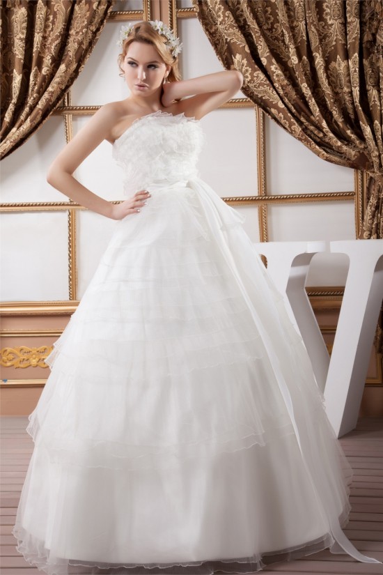 Ball Gown Satin Organza Strapless Sleeveless Princess Floor-Length Wedding Dresses 2030869 Ball Gown Satin Organza Strapless Sleeveless Princess Floor-Length Wedding Dresses 2030869