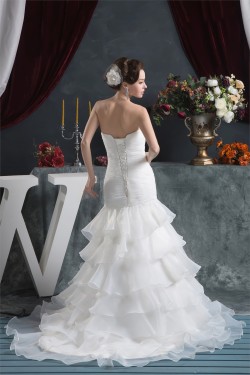 Satin Satin Organza Mermaid/Trumpet Sleeveless Beaded Wedding Dresses 2030871