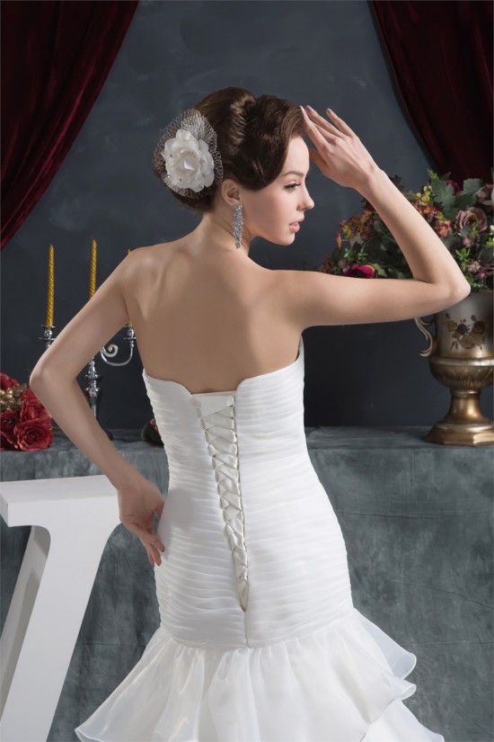 Satin Satin Organza Mermaid/Trumpet Sleeveless Beaded Wedding Dresses 2030871