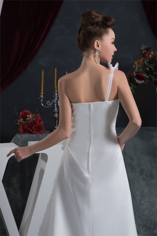 Sheath/Column One-Shoulder Satin Organza Beautiful Beaded Lace Wedding Dresses 2030872 Sheath/Column One-Shoulder Satin Organza Beautiful Beaded Lace Wedding Dresses 2030872