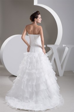Satin Soft Strapless A-Line Sleeveless Wedding Dresses 2030877
