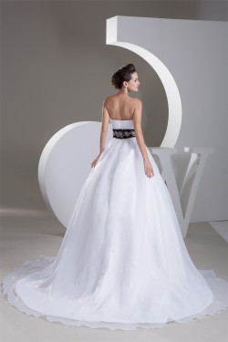 Satin Strapless Sleeveless A-Line Most Beaded Wedding Dresses 2030880