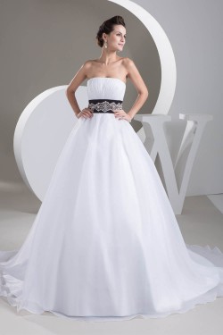Satin Strapless Sleeveless A-Line Most Beaded Wedding Dresses 2030880