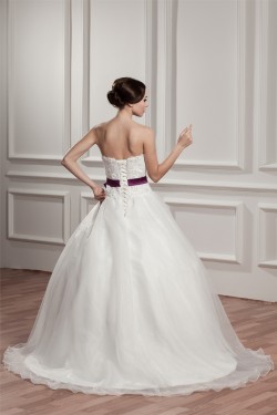 A-Line Sleeveless Satin Taffeta Sweetheart Lace Wedding Dresses 2030881