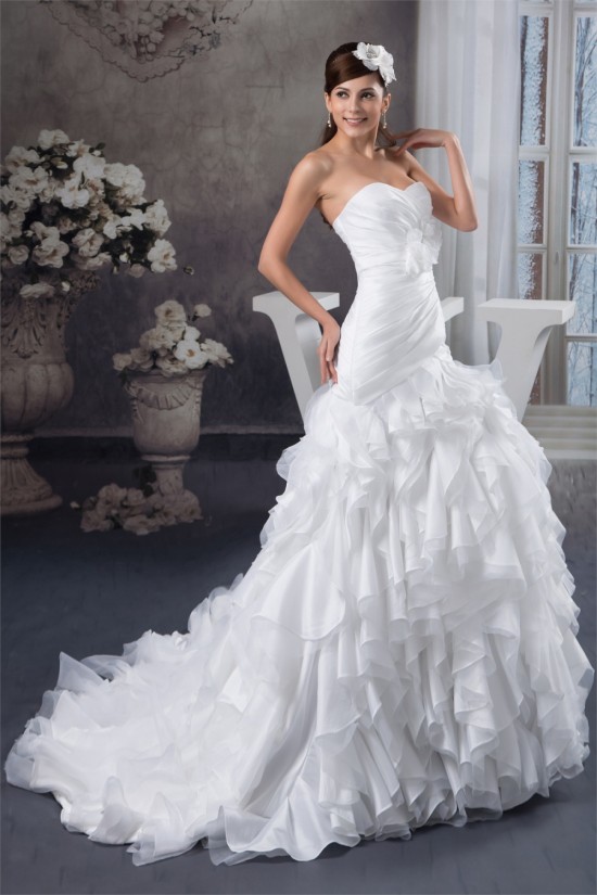 Satin Taffeta Fine Netting Princess Sweetheart Wedding Dresses 2030884