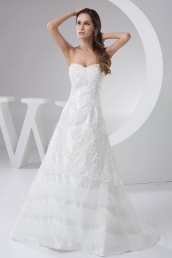 Satin Taffeta Fine Netting Sweetheart A-Line Lace Wedding Dresses 2030885