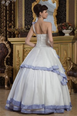 Ball Gown Satin Taffeta One-Shoulder Sleeveless Wedding Dresses 2030887