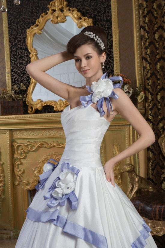 Ball Gown Satin Taffeta One-Shoulder Sleeveless Wedding Dresses 2030887 Ball Gown Satin Taffeta One-Shoulder Sleeveless Wedding Dresses 2030887