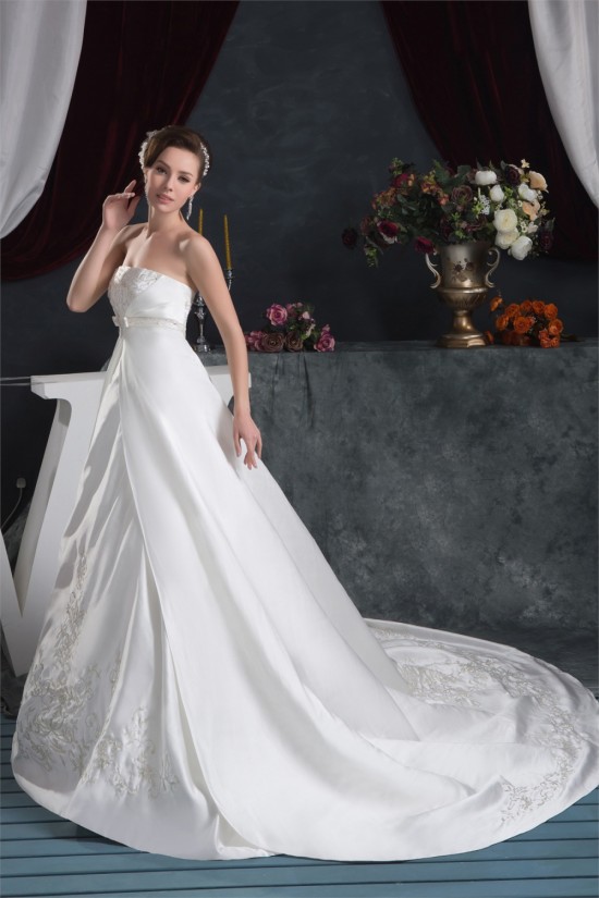 Satin Taffeta Sleeveless Strapless A-Line New Arrival Wedding Dresses 2030891 Satin Taffeta Sleeveless Strapless A-Line New Arrival Wedding Dresses 2030891