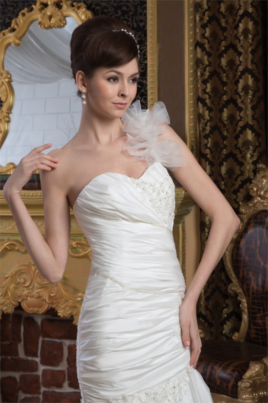 Mermaid/Trumpet Satin Taffeta One-Shoulder Sweetheart Wedding Dresses 2030893 Mermaid/Trumpet Satin Taffeta One-Shoulder Sweetheart Wedding Dresses 2030893