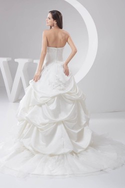 Satin Taffeta Strapless A-Line Sleeveless Sweet Wedding Dresses 2030895