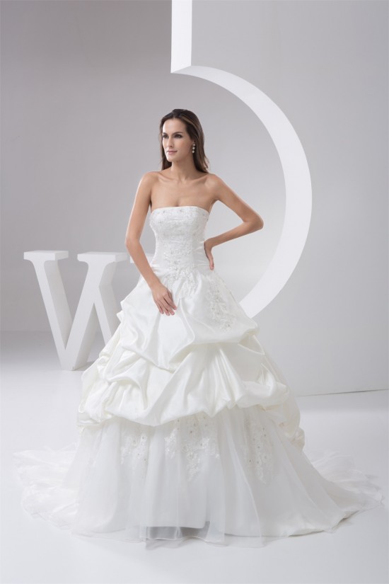 Satin Taffeta Strapless A-Line Sleeveless Sweet Wedding Dresses 2030895 Satin Taffeta Strapless A-Line Sleeveless Sweet Wedding Dresses 2030895