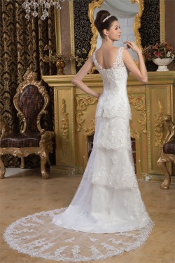 Sheath/Column Satin Fine Netting Sleeveless Beaded Lace Wedding Dresses 2030898