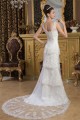 Sheath/Column Satin Fine Netting Sleeveless Beaded Lace Wedding Dresses 2030898