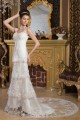 Sheath/Column Satin Fine Netting Sleeveless Beaded Lace Wedding Dresses 2030898