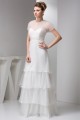 Sheath/Column Satin Fine Netting Sleeveless Beaded Floor-Length Wedding Dresses 2030899