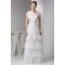 Sheath/Column Satin Fine Netting Sleeveless Beaded Floor-Length Wedding Dresses 2030899