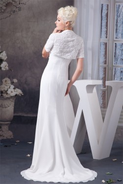Sheath/Column Sleeveless Strapless Chiffon Wedding Dresses with A Short Sleeve Jacket 2030901