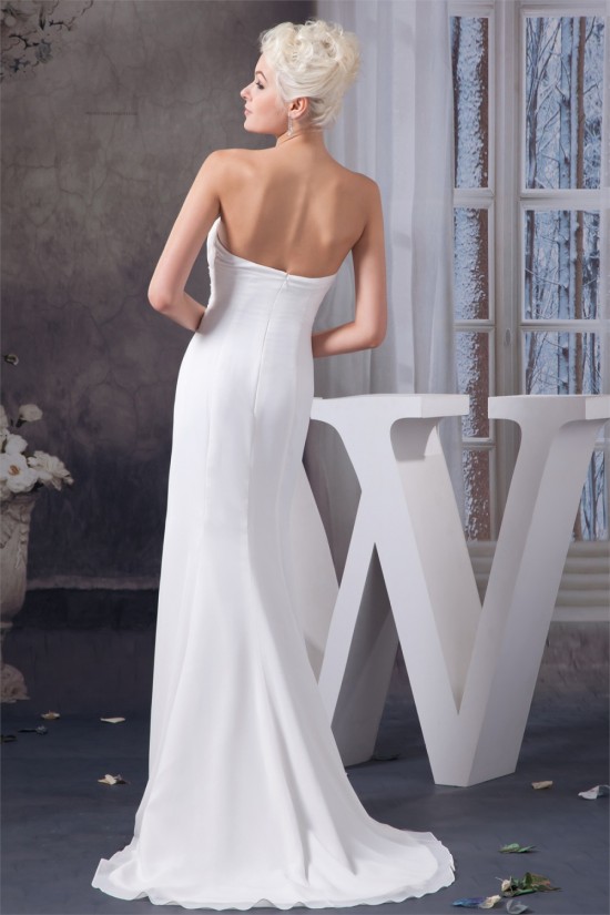 Sheath/Column Sleeveless Strapless Chiffon Wedding Dresses with A Short Sleeve Jacket 2030901 Sheath/Column Sleeveless Strapless Chiffon Wedding Dresses with A Short Sleeve Jacket 2030901