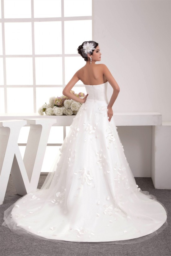 A-Line Strapless Satin Netting Wedding Dresses 2030910 A-Line Strapless Satin Netting Wedding Dresses 2030910