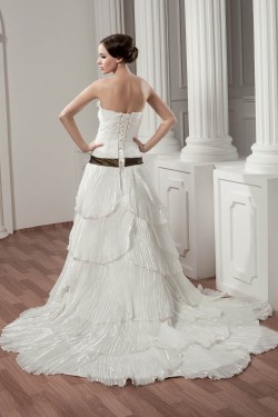 Sleeveless A-Line Strapless Satin Taffeta Best Wedding Dresses 2030911