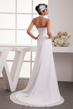 Sheath/Column Sleeveless Chiffon Fine Netting Sheer Beaded Wedding Dresses 2030918
