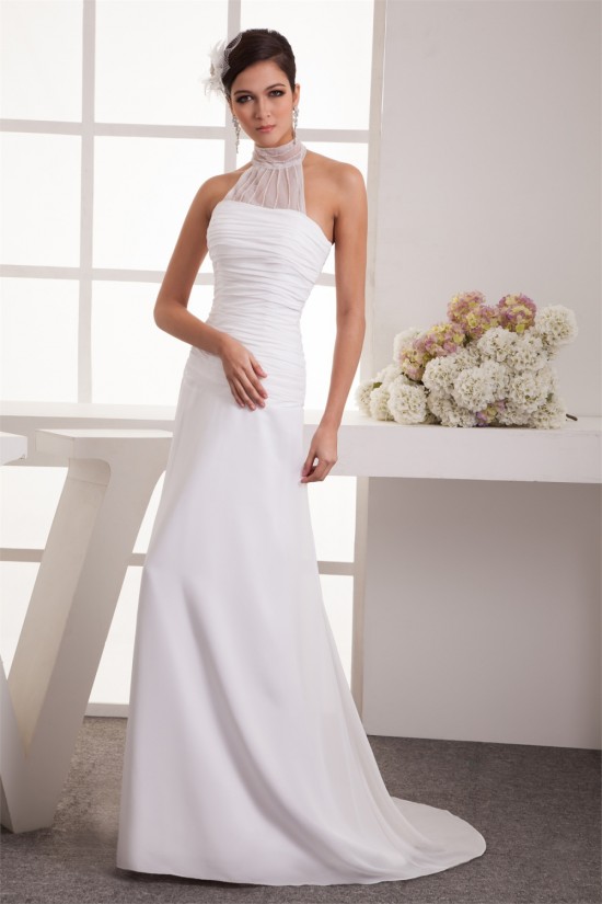 Sheath/Column Sleeveless Chiffon Fine Netting Sheer Beaded Wedding Dresses 2030918 Sheath/Column Sleeveless Chiffon Fine Netting Sheer Beaded Wedding Dresses 2030918
