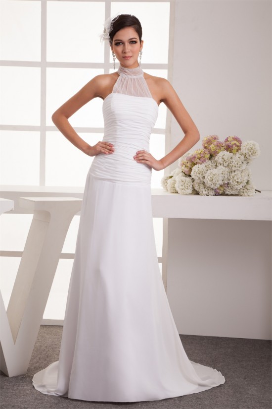 Sheath/Column Sleeveless Chiffon Fine Netting Sheer Beaded Wedding Dresses 2030918 Sheath/Column Sleeveless Chiffon Fine Netting Sheer Beaded Wedding Dresses 2030918